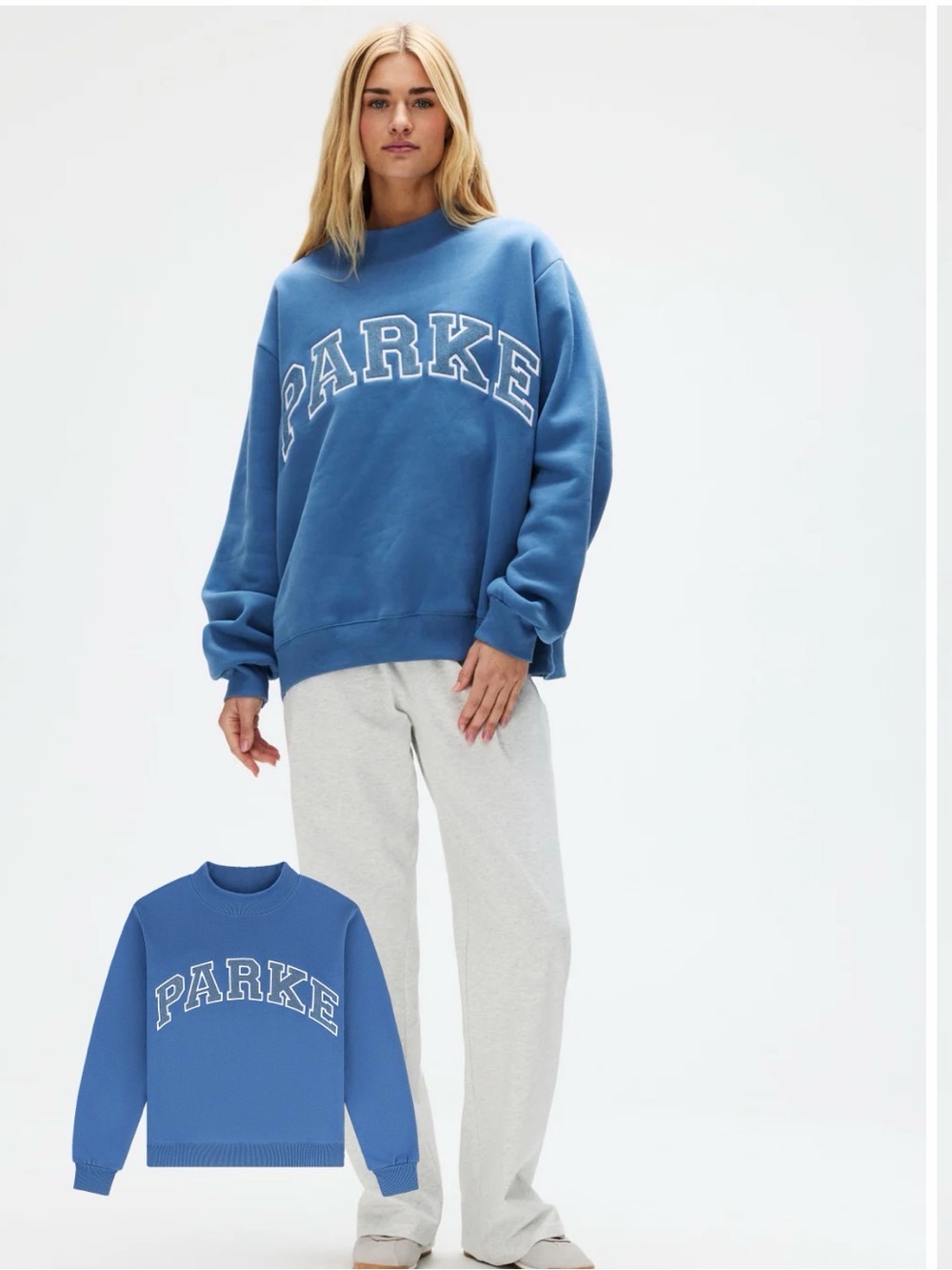 Blue and White Varsity Mockneck Parke Small Medium S/M Oversized Sold Out Size